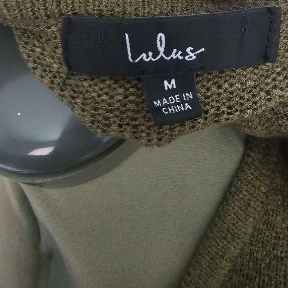 Lulus Perfectly Promising Olive Green Long Sleeve V- Neck Sweater Sz M - Picture 9 of 14